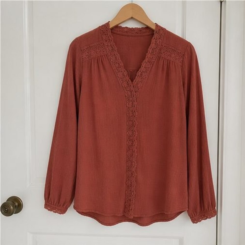 Rust Puff Sleeve Top